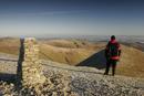 205-0643 Hill Walker on the Summit of Helvellyn, Lake District, Cumbria.